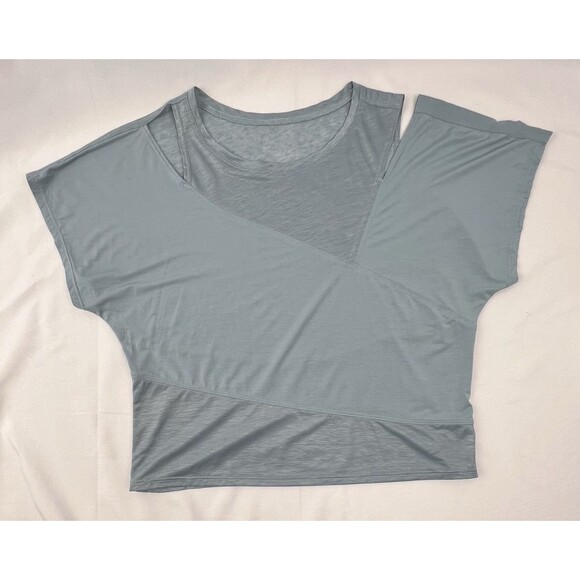 Lululemon No Inhibitions Cloud Blue Cropped Tee Cut Out Lightweight Sz 4 - Picture 5 of 13